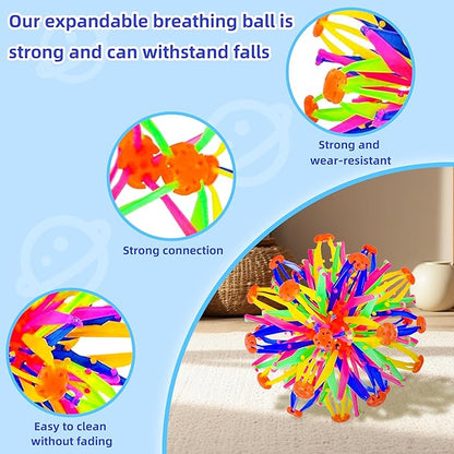 2Pcs Colorful Sphere Expandable Breathing Balls Fidget Toy-Great Anxiety Stress Reliever,Collapsible Expanding Magic Ball Toys for Kids & Adults Mindfulness Meditation Practices , Yoga -ADHD