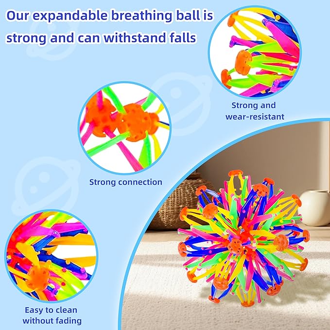 2Pcs Colorful Sphere Expandable Breathing Balls Fidget Toy-Great Anxiety Stress Reliever,Collapsible Expanding Magic Ball Toys for Kids & Adults Mindfulness Meditation Practices , Yoga -ADHD