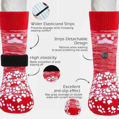 EXPAWLORER Anti Slip Dog Socks to Prevent Licking Paws, Dog Shoes for Hot Pavement, Dog Booties for Small Medium Large Senior Dogs, Traction Control Boots & Paw Protectors for Hardwood Floors