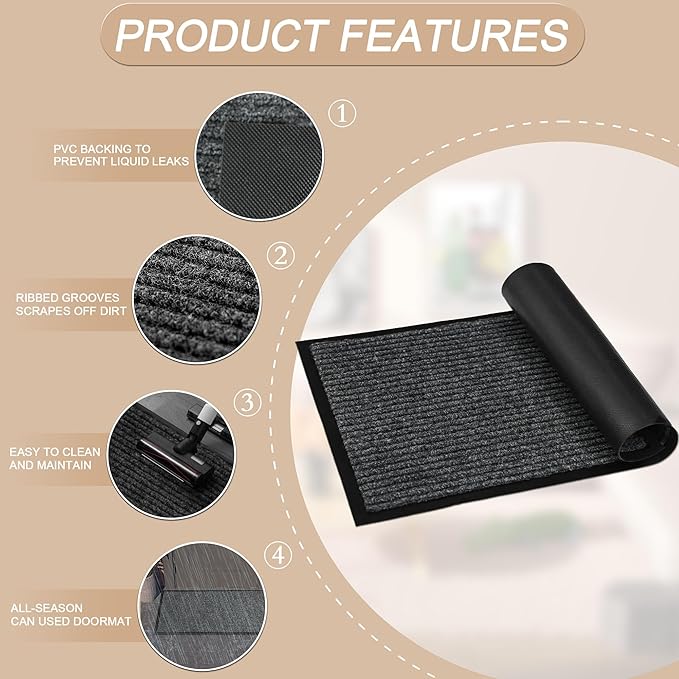 Durable Indoor Outdoor Door Mats for Entryway, Heavy Duty Front Door Mat, 72" x 36" Low Profile Welcome Mats for Entry, Stain and Fade Resistant Indoor Outdoor Entrance Mat