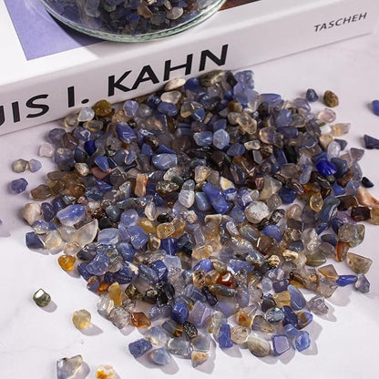 3 Lb Blue Agate Polished Tumbled Stones Chips, Aquarium Gravel Rocks Natural Decorative Pebbles Marbles for Aquarium, Vase Fillers, Succulent Plants Decor