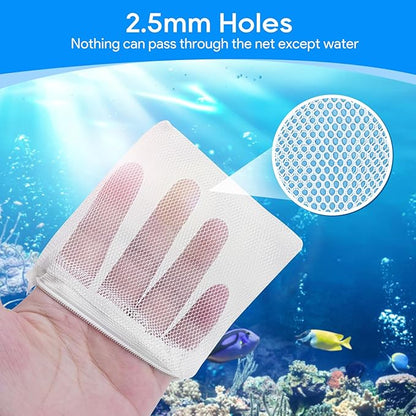 Aquarium Filter Media Bags for Aquarium with Zipper, Fine Mesh Bag Reusable Strong Polyester for Activated Carbon, Bio Filter Balls, Ceramic Rings, Filter Stones, White 10PCS 3.93" x 3.93"