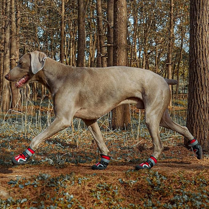 Dog Shoes Winter Snow Boots for Large Size Medium Dogs Reflective Anti-Slip Paw Protectors for Rain Booties Hot Pavement Hardwood Floors Running Water-Resistant Dog Shoes(Red, 2# (2XS))