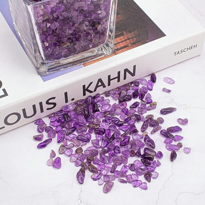3 LB Amethyst Crystal Rocks Tumbled Crushed Stones Amethyst Crystal Quartz Chips Bulk Natural Gemstones Healing Reiki Mini Quartz Vase Filler Fish Tank Gravel Rocks