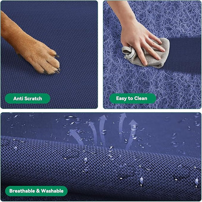 Elevated Dog Bed Raised Outdoor Dog Cot for Medium Dogs, Installation Requires No Tools, Frame with Washable Cooling Breathable Mesh Anti-Slip Feet, Indoor Pet Bed, Blue, 35.4 Inches