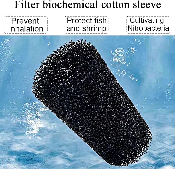 6X Pre-Filter Sponge for Aquarium Shrimp Fry Fish Tank Filter Pump Prefilter Sponge Replacement Foam Cover 2.4 X 1.4 Inch with 0.4" Hole Diameter