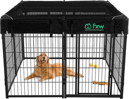 FXW Homeplus Unleashed Indoor Dog Playpen - Stress-Free and Safe Play, Heavy Duty 40 Inch 8 Wire Panels with Playpen Cover for Medium and Large Dogs, Black│Patented