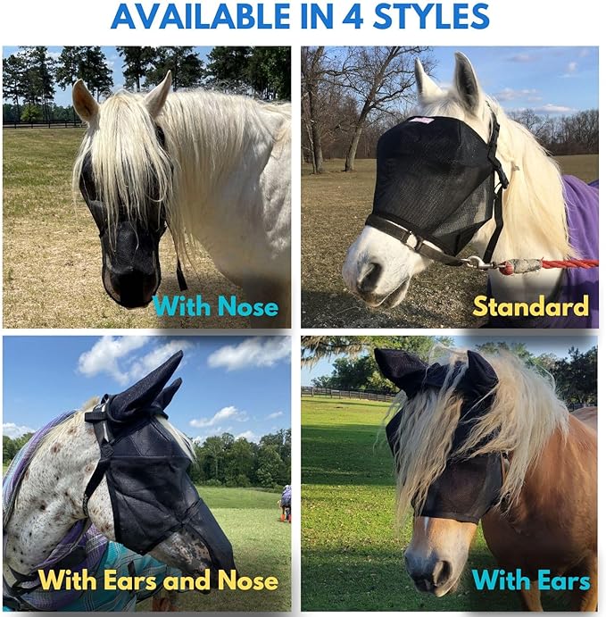 EquiVizor 95% UV Eye Protection (COB) Standard Horse Fly Mask - Help with Uveitis, Corneal Ulcer, Light Sensitivity. Designed to Stay On Your Horse, Off The Ground.