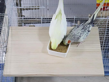 21.7 × 13.8 Inches Large Bird Perch Stand Platform, Natural Wooden Small Animals Cage Accessories, Rectangle Stand Perch Shelf for Parrot Parakeet Cockatiel Rat Hamster Guinea Pig Conure Chinchillas