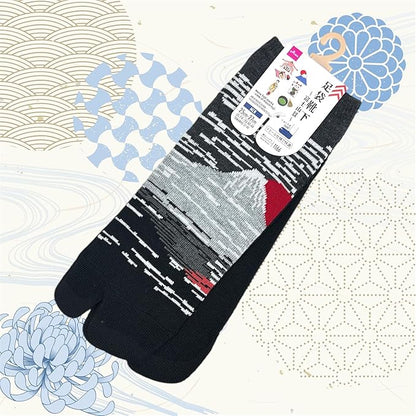 Japan Style Tabi Socks for Split Toe, Comfortable Tabi Toe Socks for Unisex Mt. Fuji, Lucky Cat, Sushi, Sumo, Ukiyoe, Hokusai