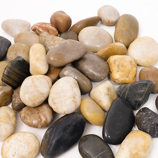 8LB 1"-2" Decorative River Rocks for Plants, Polished Pebbles for Garden Landscaping, Planters, Aquariums, Vase Fillers – Indoor & Outdoor Decor