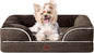 EHEYCIGA Orthopedic Dog Bed for Small Dogs, Waterproof Memory Foam Small Dog Beds with Sides, Non-Slip Bottom and Egg-Crate Foam Medium Pet Couch Bed with Washable Removable Cover, Brown