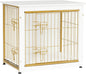 DWANTON Dog Crate Furniture with Cushion, Wooden Kennel Table with Double Doors, Indoor Dog House, Small/Medium/Large Size, 27.2" L, White