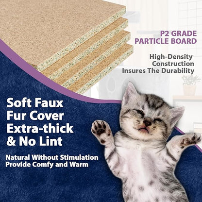 70 Inches Multi-Level Cat Tower for Indoor Cats - XL Tree Climbing Condo With Scratching Posts and Hanging Toys, Navy Blue