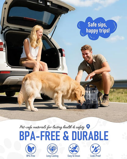 Dog Water Bottle Travel Bowl, 77oz Large Portable Dog Water Bowl Dispenser, Leakproof Pet Drinking Bottle Dispenser for Hiking Camping Walking Travelling Beach Car Trips, BPA Free, Black