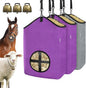 3 PCS Goat Hay Feeder,Hay Bags for Horses,Goats,Donkeys with Reinforced Oxford Fabric and High Strength Metal Clasp,Horse Feeding Supplies with Adjustable Strap for Easy Hanging (2Purple+1Grey)
