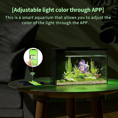 4.5 Gallon Betta Fish Tank self Cleaning, Aquarium kit, Small Fish Tank with Filter Light Water Pump, Fish Tank Starter Kits Fish Bowl