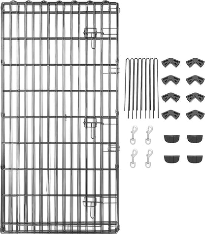 Amazon Basics Foldable Octagonal Metal Exercise Dog Playpen - Indoor/Outdoor, Single Door, Extra Large (8 Panels, 24 x 48), Easy to assemble and store customize, 48" - X-Large, Black