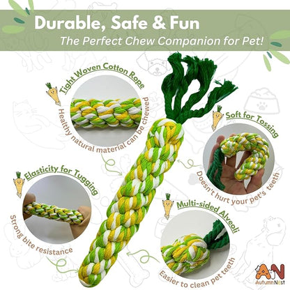 3PCS Rainbow Woven Pet Chew Set, Colorful Puppy Teething Chews, Dog Chew Toys, Cat Teething Playset, Soft & Safe Interactive Pet Chews