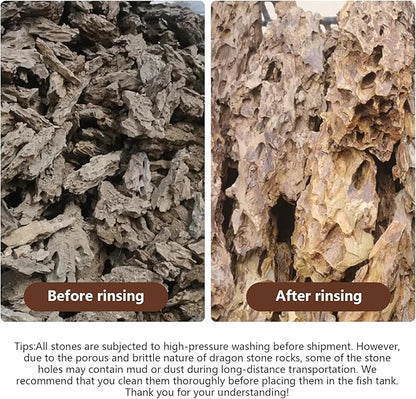 Dragon Stone Rock for Aquascaping,Aquarium Decor, Fish Tank Decorations,3-10 Inches Natural Ohko Stone for Fish Tank Landscaping (13.2 Pounds)