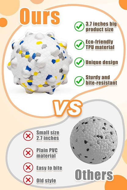 2.36'' Dog Balls for Dogs Aggressive Chewers Indestructible Tennis Durable Bouncy Interactive Dog Toy Balls for Fetch Game Floating Training(White Medium)