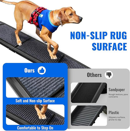 Dog Ramp for Car, 63"x17" Foldable Car Ramp for Dogs, Dog Car Dog Ramps for Large Dogs SUV, Car Dog Ramp with Non-Slip Rug Surface, Folding Dog Ramp for Truck, SUV