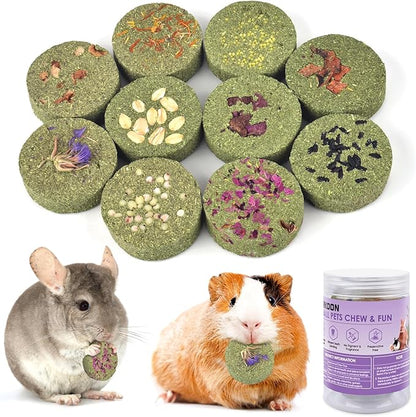 ERKOON Treats Rabbit Toys, 100% Edible Premium Timothy Hay Chew A Blocks for Rabbits, Chinchilla Treats, Chew Toys for Teeth Guinea Pigs and Mice