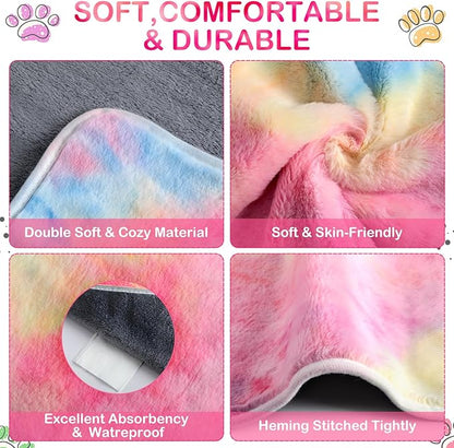 4 Pcs Waterproof Guinea Pig Blankets Washable Small Animal Fleece Bedding Absorbent Guinea Pig Cage Liners Reusable Pet Pee Pad Sleep Mat Pad Cover for Hamster Ferret (Tie Dye Pattern,24 x 16 Inch)