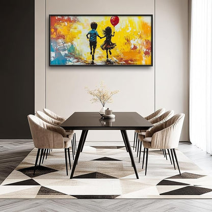 Framed Large Banksy Wall Art for Living Room, Oversized Colorful Graffiti Children Wall Decor, Peaceful Canvas Painting Pictures Modern Artwork Home Decoration for Living Room Bedroom 60"x30"