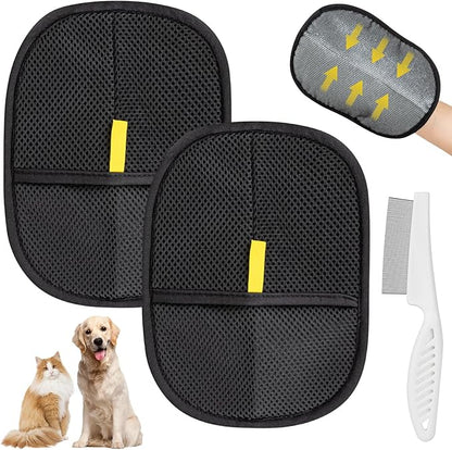 2Pcs Pet Hair Removal Glove, Electrostatic Gloves Pet Hair, Reusable Cat Hair Remover Glove, Upgraded Hair Removal Tool