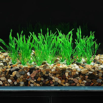 AQUANEAT Fish Tank Artificial Plants, Aquarium Plastic Seaweed Decoration, 4Inch Tall Fake Green Accessories, 10 Packs