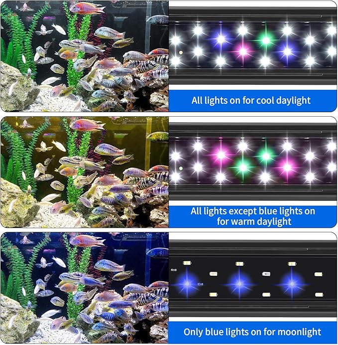 AQUANEAT LED Aquarium Light 48 to 54 Inch with Timer, auto on Off, Adjustable Brightness, Full Spectrum, Daylight Moonlight Mode, for Fresh Water Low-to-Mid Light Plants