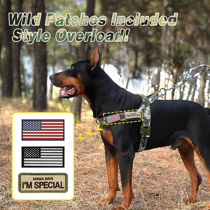 Forestpaw No Pull Dog Harness - Soft Flannel Padded Tactical Dog Vest Harness with Quick Release Buckle, Adjustable Reflective Pet Harness for Small Medium Dogs Walking Training,Green Camouflage S