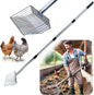 10inch Metal Chicken Poop Scooper with 54-Inch Long Handle for Coop Cleaning