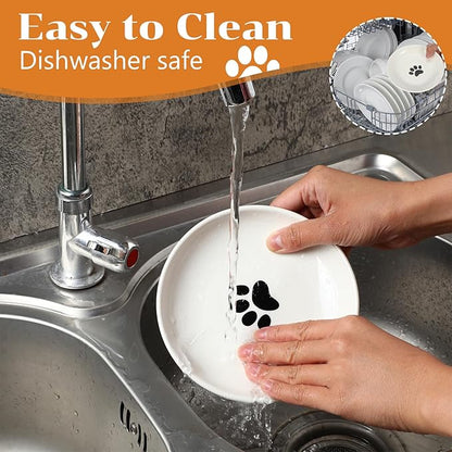 6 Pack Cat Food Bowl, Ceramic Cat Bowls, Anti Whisker Fatigue Cats Bowl Set, 5.9 Inches Shallow Wide Kitten Plates for Food and Water