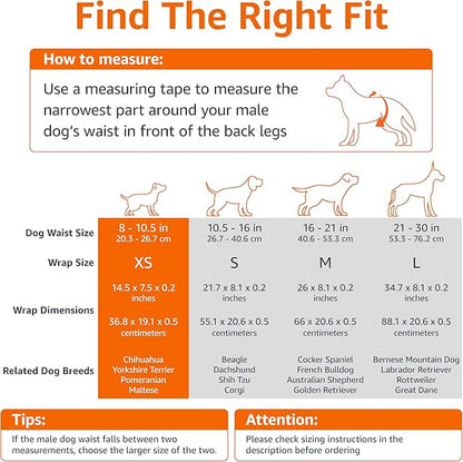 Amazon Basics Male Dog Diapers, 30 Count, X-Small, Ultra Absorbent Disposable Wrap with Secure Fit, Leakproof and Comfortable