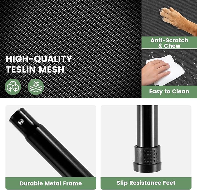 Elevated Dog Bed for Outdoor, XXL Raised Dog Cot Indestructible with Washable Mesh, Cooling Summer Pet Cot Chew Proof for Outside Camping Travel, 59"x36" Grey