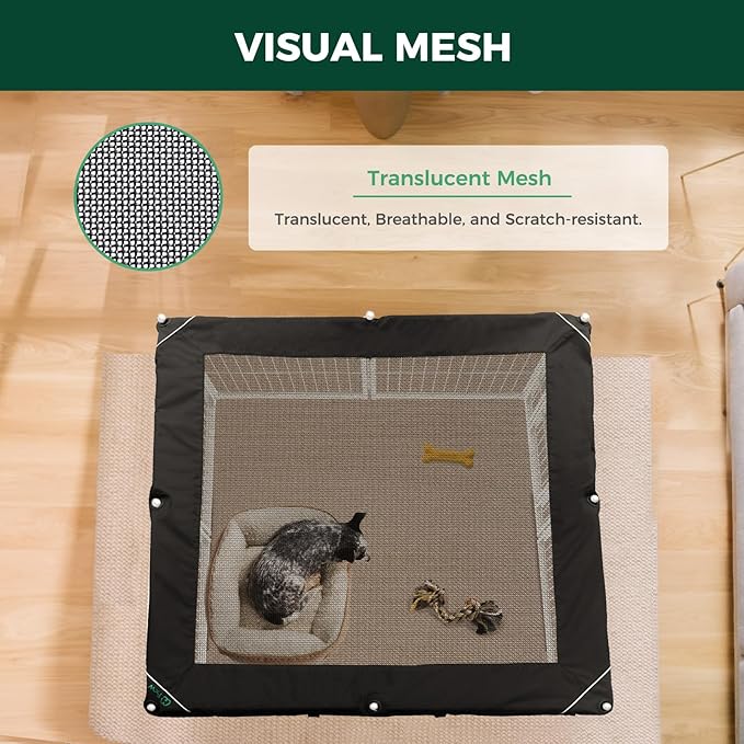 FXW Homeplus Unleashed Indoor Dog Playpen - Stress-Free and Safe Play, Heavy Duty 32 Inch 8 Wire Panels with Playpen Cover for Small and Medium Dogs, White│Patented