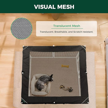 FXW Homeplus Unleashed Indoor Dog Playpen - Stress-Free and Safe Play, Heavy Duty 32 Inch 8 Wire Panels with Playpen Cover for Small and Medium Dogs, White│Patented