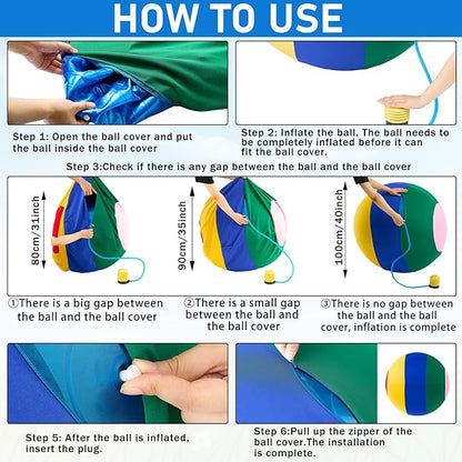 40inch Giant Herding Ball with Ball Cover Anti Burst Please Watch VCR for How to Inflation Horse Toys for Horses Stall Entertainment Play, Pump Included (Mixed Color,Classic)