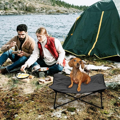 Elevated Dog Bed, Portable Raised Pet Cot for Outdoor and Indoor Folding Dog Cot Bed with Comfortable Padded Filling Carrying Bag Included Pet Raised Travel Lounger for Camping Traveling (28x28x8inch)
