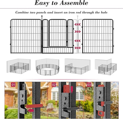 Dog Playpen 32 inch 20 Panels Indoor Outdoor Dog Pen for Medium/Small Dogs Heavy Duty Metal Dog Fence Outdoor for Yard, Puppy Playpen with Door Portable Pet Fence for RV Camping Yard