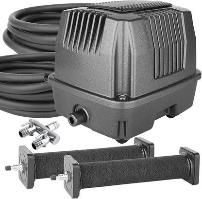 AquaMiracle All-in-One Koi Pond Aerator for Outdoor Ponds, Pond Air Pump Pond Aeration System with Self-Sinking Airline Flow Control Rubber Air Diffuser