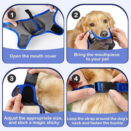 Dog Muzzle, Soft Air Mesh Muzzle for Small Medium Large Dogs Anti Biting Barking Chewing Scavenging, Breathable Adjustable Loop Pets Muzzle with Front Opening Design Allows Panting Drinking (Blue,XL)