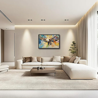 Framed Large Eagle Wall Art, Oversized Bald Wall Decor for Living Room, Colorful Wildlife Animal Canvas Painting Pictures Modern Artwork Home Decoration for Living Room Bedroom Office 36"x24"