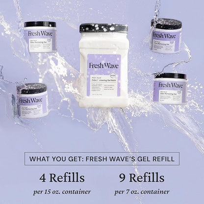 Fresh Wave Lavender Odor Removing Gel Refill, 63 oz. - Safer Odor Absorbers for Home, Natural Plant-Based Odor Eliminator, Every 15 oz. lasts 30-60 Days, For Cooking, Trash & Pets