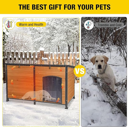 Aivituvin 59" Large Dog House 100% Insulated Dog Kennel with Liner for Winter,Waterpoof for Outdoor & Indoor Use.