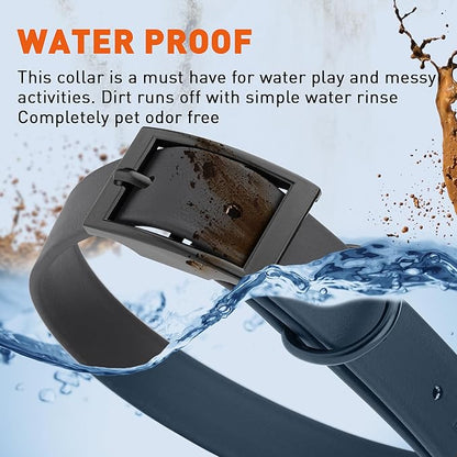 Dogline Biothane Waterproof Dog Collar Strong Coated Nylon Webbing with Black Hardware Odor- Proof for Easy Care Easy to Clean High Performance Fits Small Medium or Large Dogs, Black