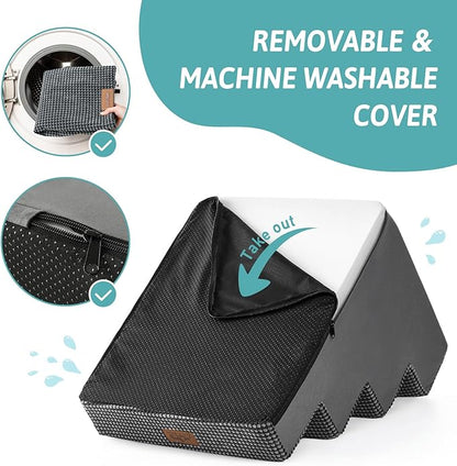 Dog Stairs for Small Dogs, 4 Tier Wider Pet Stairs for Couch and Beds, 17.7" H Non-Slip Dog Steps for Old Cats, Puppy, Small Medium Dogs, 17.7x23.6x17.7 inch, Dark Grey