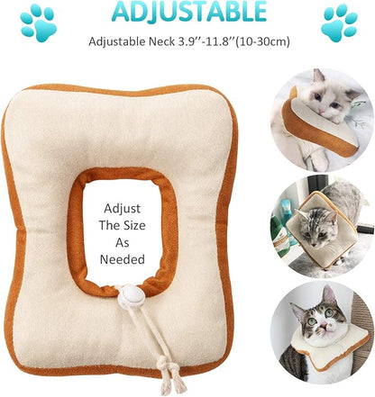 Frienda 2 Pieces Adjustable Cat Cone, Cat Recovery Collar, Kitten Cones After Surgery Pet Neck Strap Elizabethan Donut Toast Neck Cone Collar with Edge for Kitten
